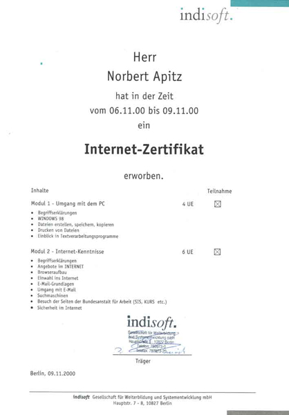 Internetzeugniss