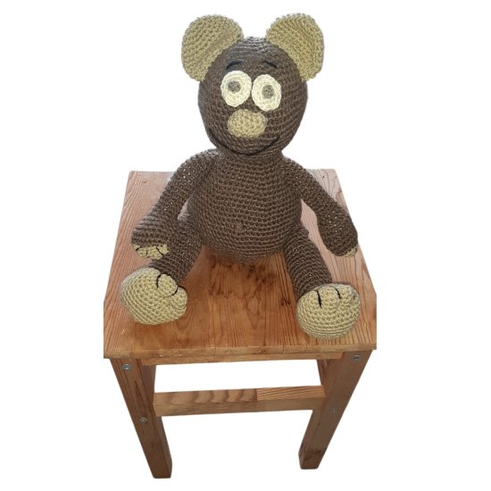 (image for) crocheted Teddy bear Jacob brown music box - Click Image to Close