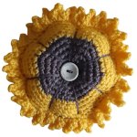 (image for) crocheted Pincushion sunflower yellow brown