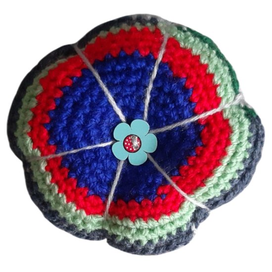 (image for) crocheted Pin cushion multicolored - Click Image to Close