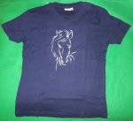 (Bild für) Kinder T-Shirt Dunkelblau mit Pferd (Größe XL)