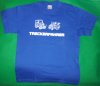 (image for) Children's T-shirt blue with 2 tractors and the slogan "Tractor driver" (size junior XL)