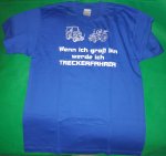 (Bild für) Kinder T-Shirt Blau mit 2 Traktoren und Spruch "Wenn ich groß bin werde ich Treckerfahrer" (Größe Junior XL)