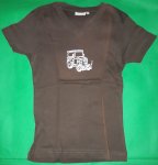 (Bild für) Kinder T-Shirt Dunkelbraun mit kleinem Traktor (Größe XS)