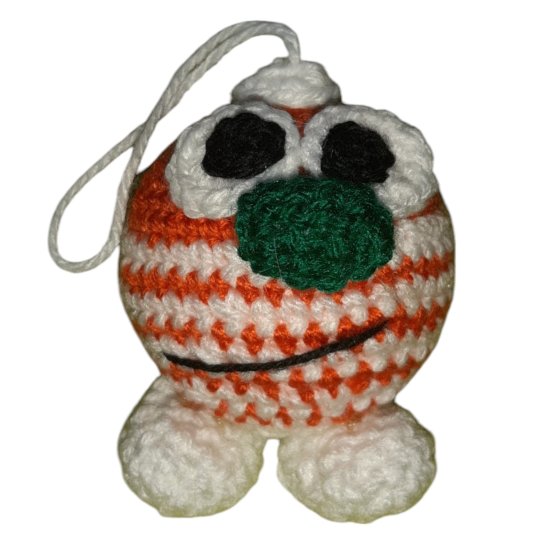 (image for) crocheted ball pendant orange-white - Click Image to Close